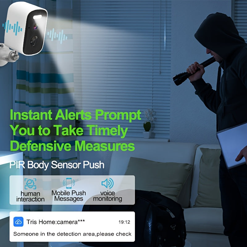 Wireless Solar Security Camera Waterproof with Motion Detection Night Vision Two-Way Audio