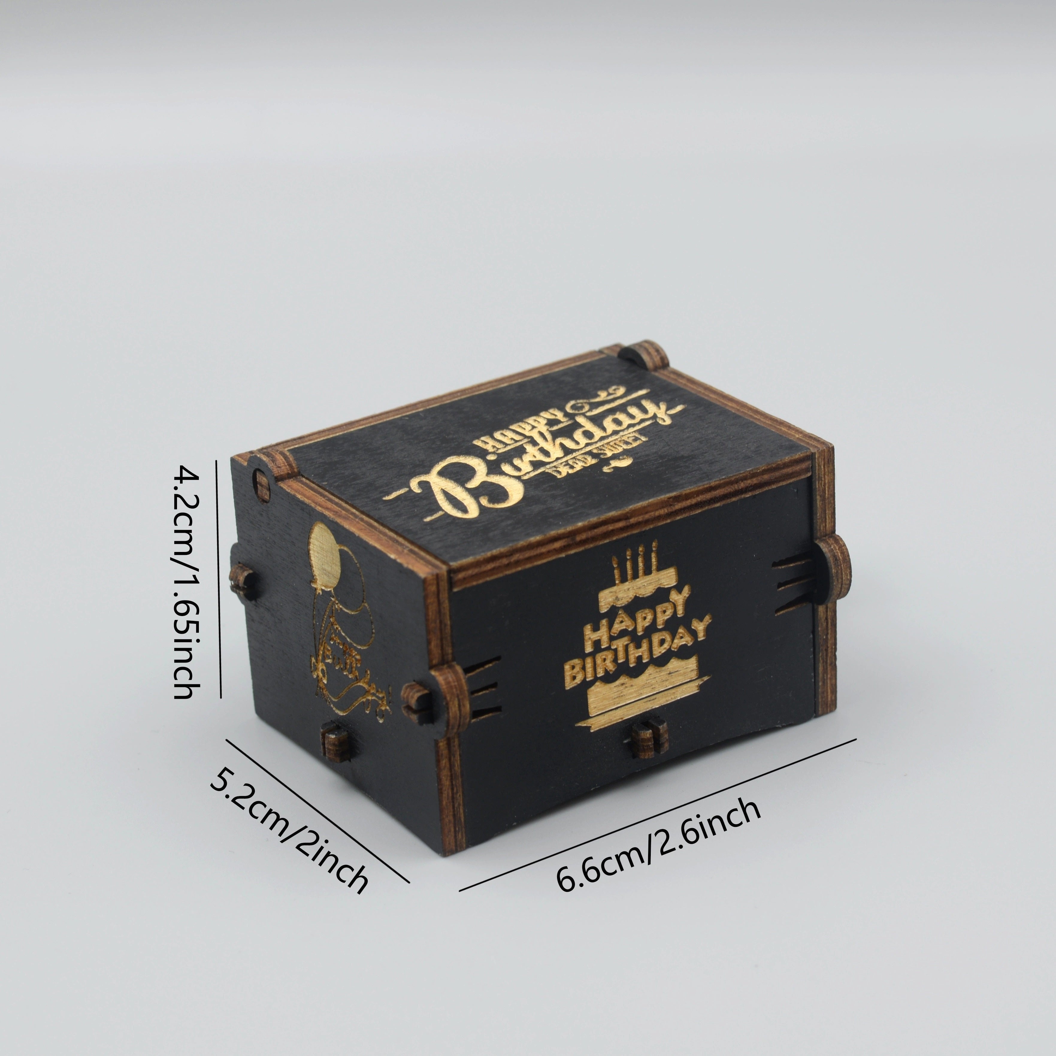 Винтажная деревянная музыкальная шкатулка с ручным приводом и мелодией "С днём рождения", не требует электричества, идеально подходит для дней рождения, Дня святого Валентина и Рождества.