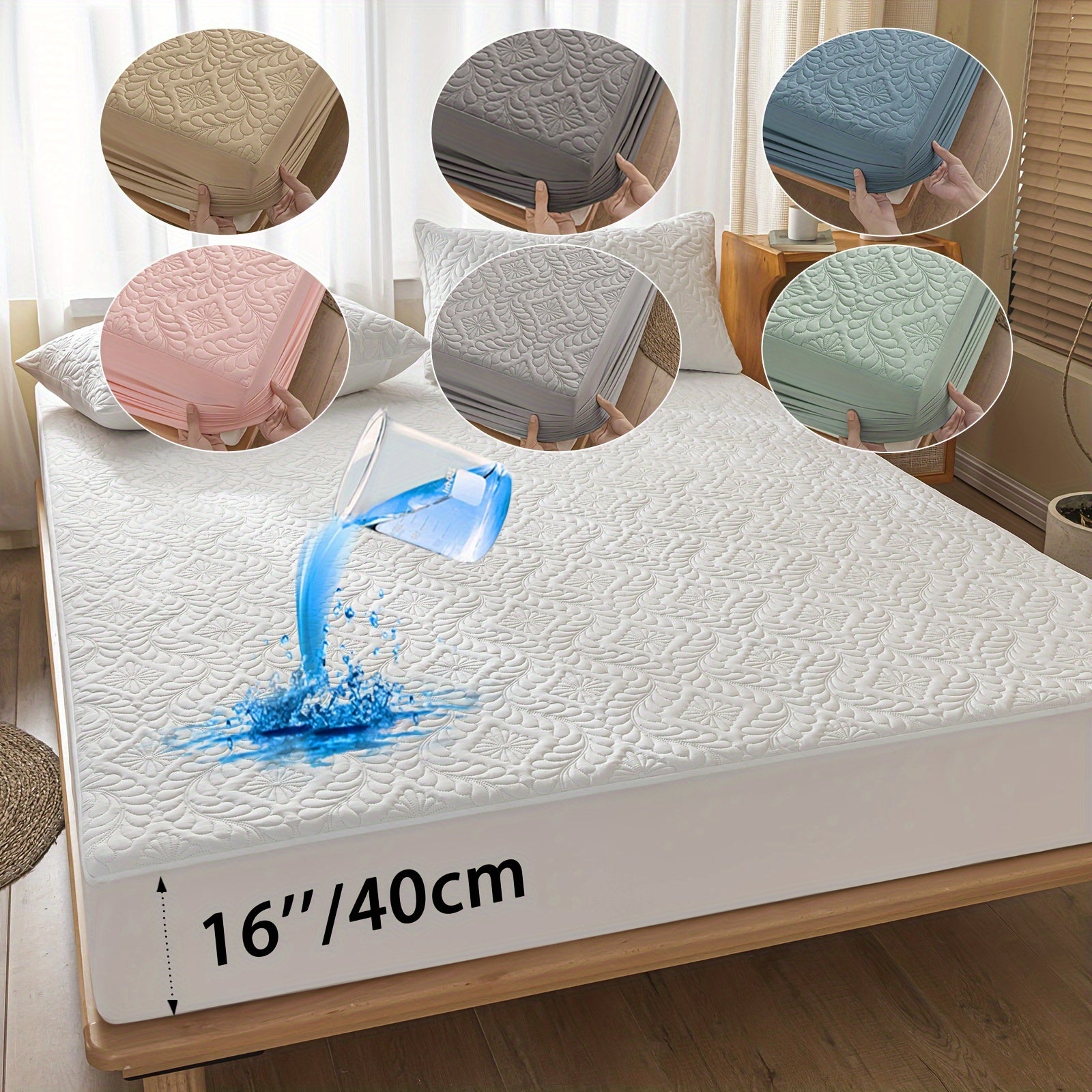 Set of 2 Waterproof Mattress Protector Pillowcases 3D Air Bamboo Breathable Soft