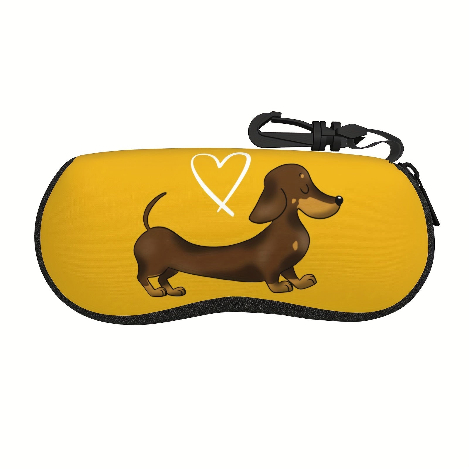 Neoprene Glasses Case with Dachshund Print Portable Eyewear Holder for Travel and Sports