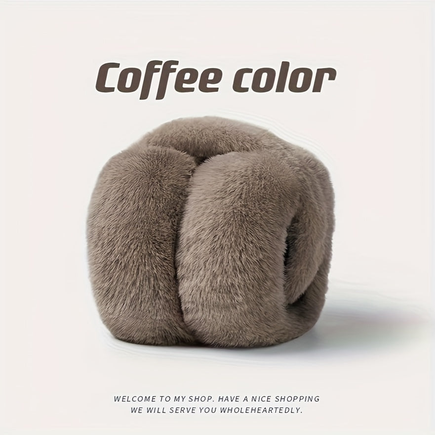 Soft Polyester Winter Earmuffs for Women, Cozy Fleece, Adjustable, Foldable