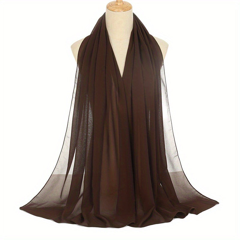 Black and White Chiffon Hijab Lightweight Breathable Headscarf for Women