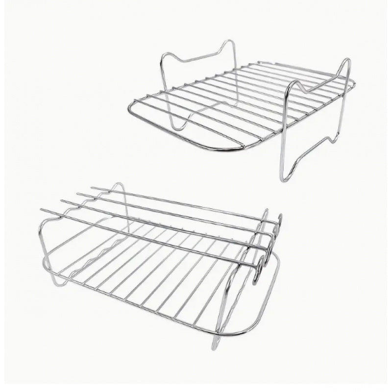 6-ta qismli zanglamaydigan po'latdan yasalgan havo qovurish uchun aksessuarlar to'plami, ramka qovurilgan grill, yopishmaydigan, ko'p qatlamli, ko'pgina havo qovurish pechlari uchun