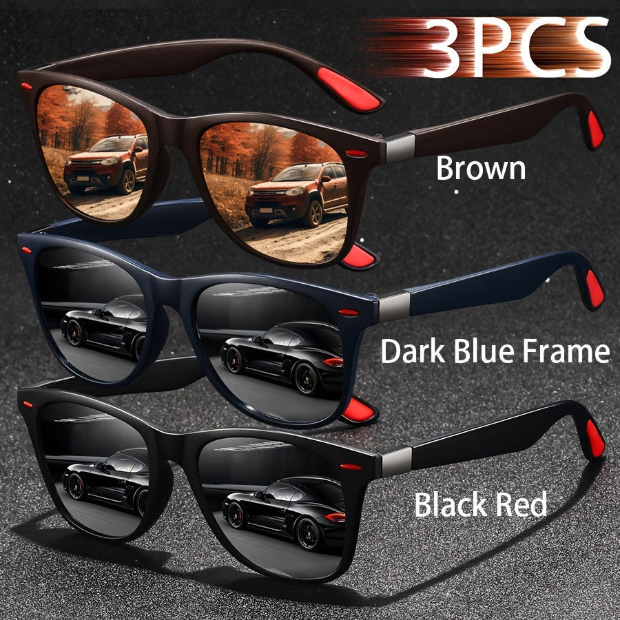 Unisex Vintage Square Glasses Full Rim Polycarbonate Frame Anti-Glare for Driving Hiking and Daily Use