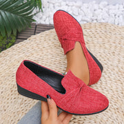 Женские туфли-лодочки на slip-on с однотонным цветом и заостренным носком, универсальная ткань, резиновая подошва