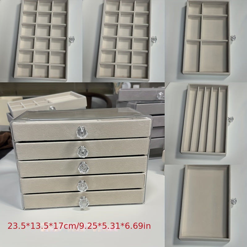 Органайзер для украшений из бархата с боковыми дверцами, 5 уровней, современный дизайн для серег, часов, аксессуаров