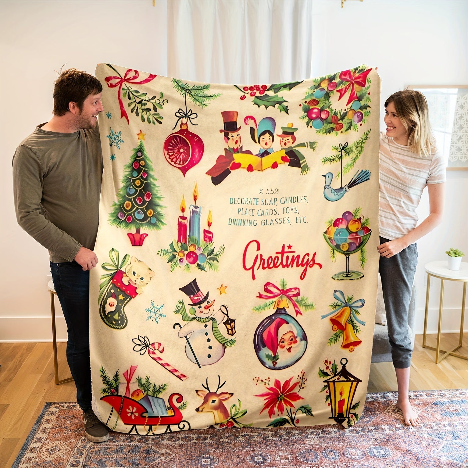 Cozy Flannel Throw Blanket for Couch Bed and Office Decor