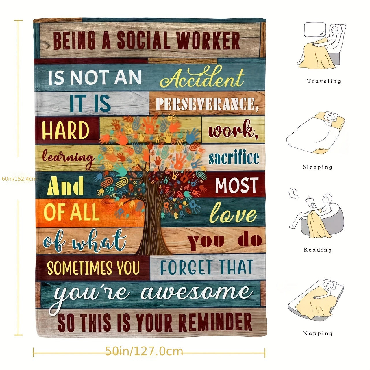 Geometric Patterned Throw Blanket for Social Workers Vibrant Colors All-Season Lightweight Polyester