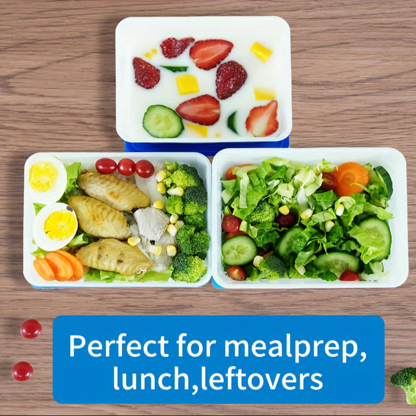 Frosted Blue and White Porcelain Style Square Food Storage Box 22 Sets 750ml