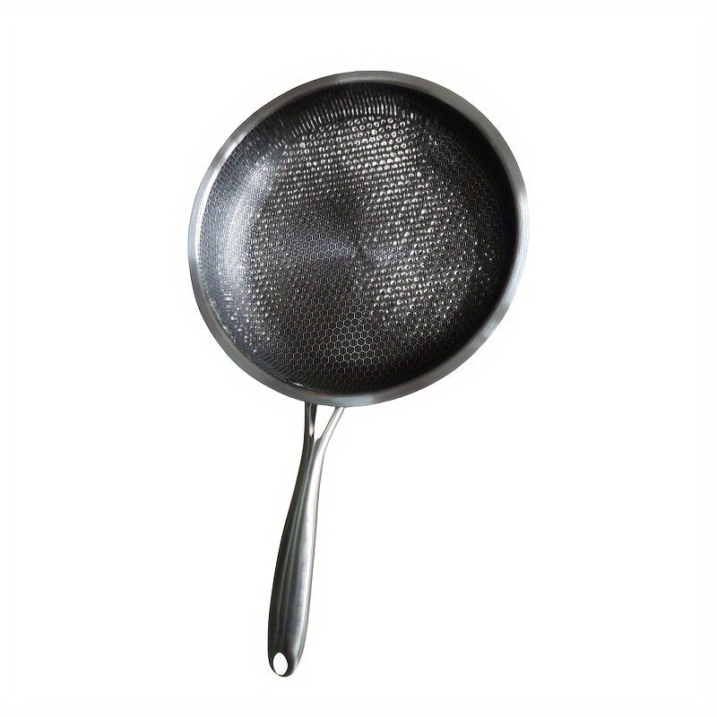 Sartén de acero inoxidable con diseño de panal para huevos y tortillas compatible con estufa de inducción y gas