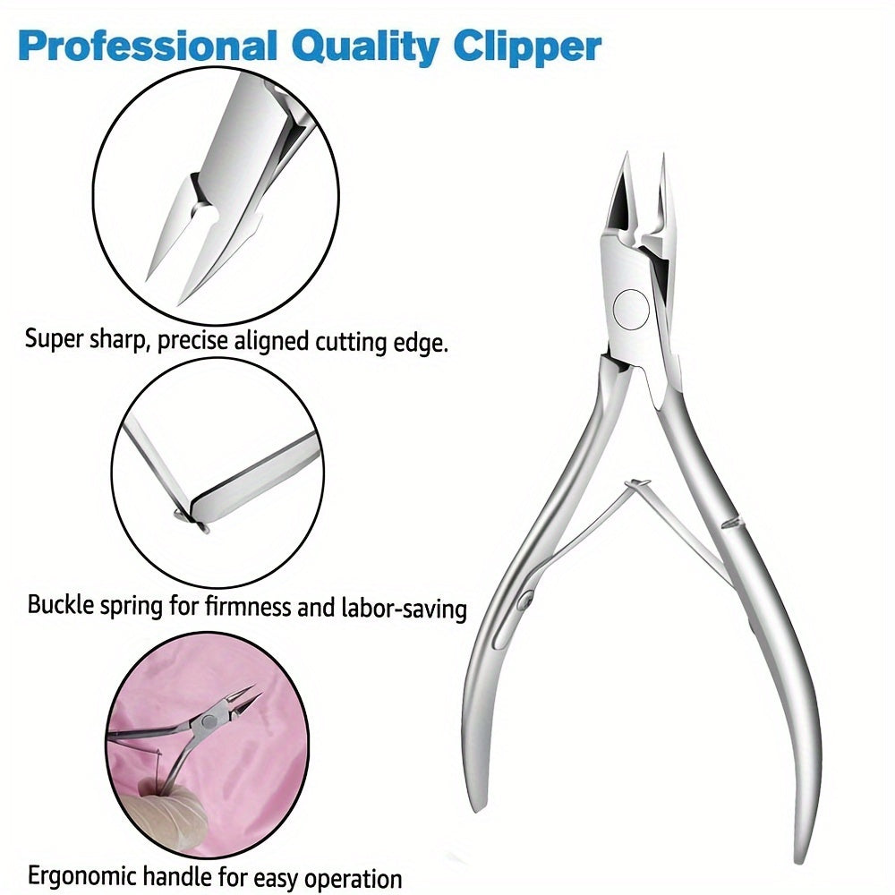 Stainless Steel Toenail Clipper for Thick Nails, Straight Edge, Hypoallergenic