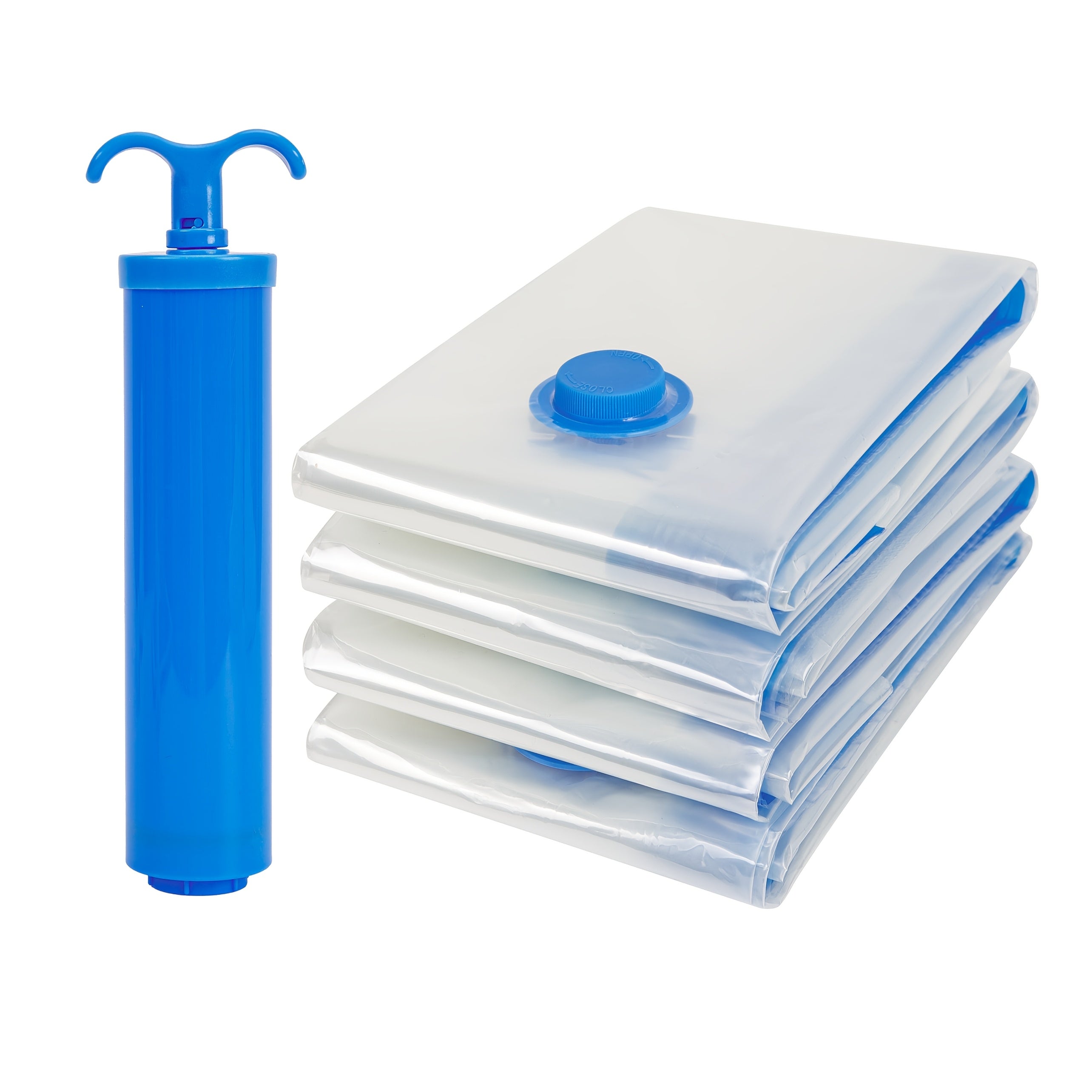 5 ta vakuum siqish saqlash sumkasi to'plami, qo'l pompasi bilan kiyimlar, yostiq va sayohat uchun