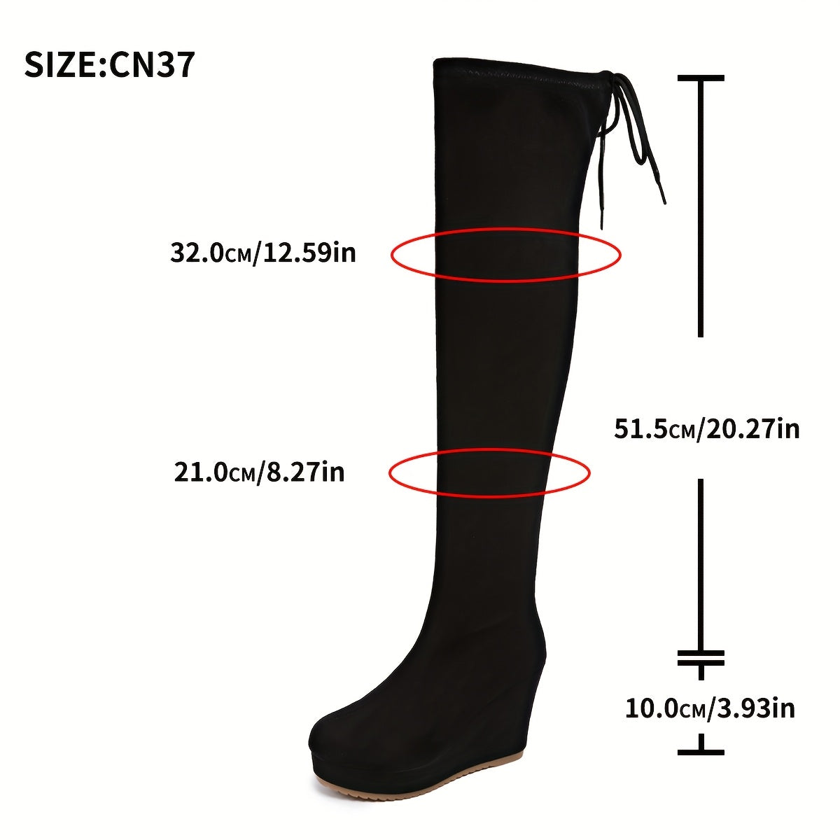 Women Black Faux Cover Platform Boots with Adjustable Lace-Up Ankle Strap