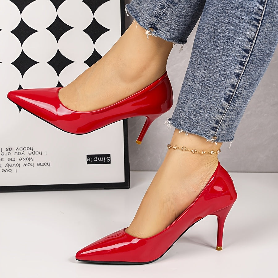 Women Black Pointed Toe High Heels Shoes for Parties Weddings Work