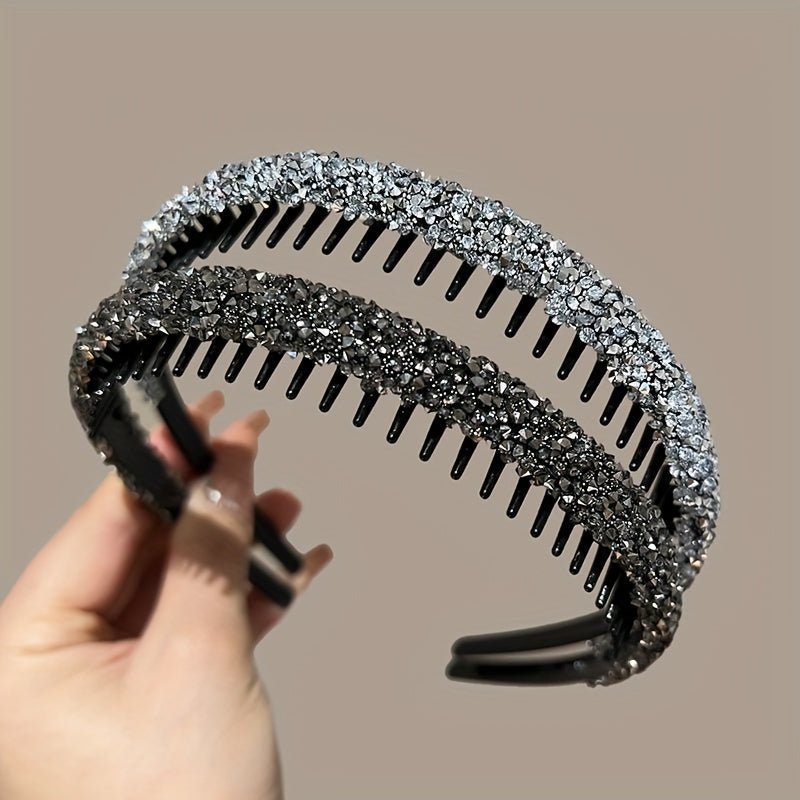 Full Diamond Hairbands with Teeth Anti-Slip for Face Washing and Makeup