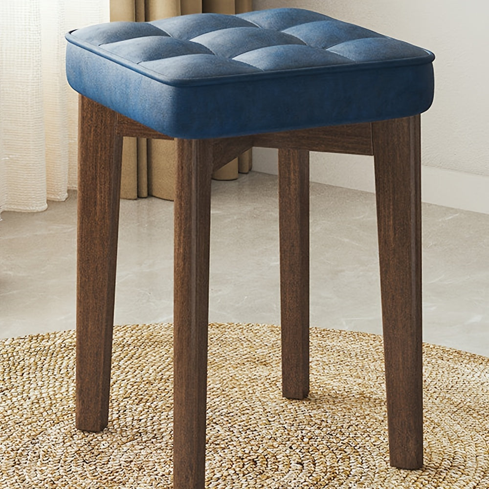 Taburete de comedor tapizado de madera maciza, sin brazos, sin respaldo, apilable, para el hogar