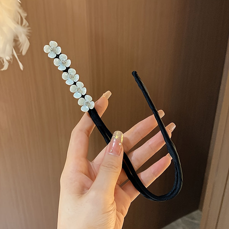 Y2K Style Hair Bun Maker with Plastic Flower and Imitation Pearl for Valentine's Day