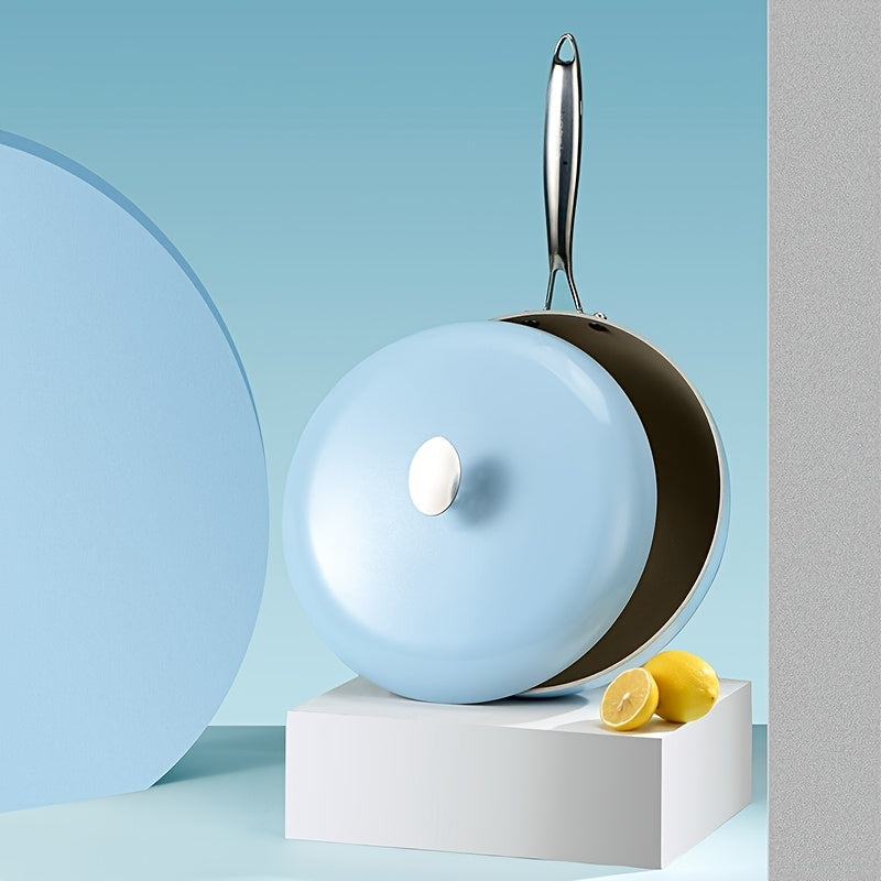 Сковорода из керамики высшего качества с антипригарным покрытием и крышкой - идеально подходит для жарки, приготовления и помешивания - работает с газовыми и индукционными плитами.