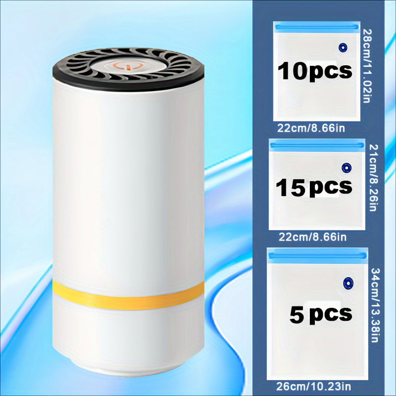 Portativ vakuum yopish mashinasi USB zaryadlash bilan, qayta ishlatiladigan sumkalar, oziq-ovqat saqlash, kichik o'lchamli