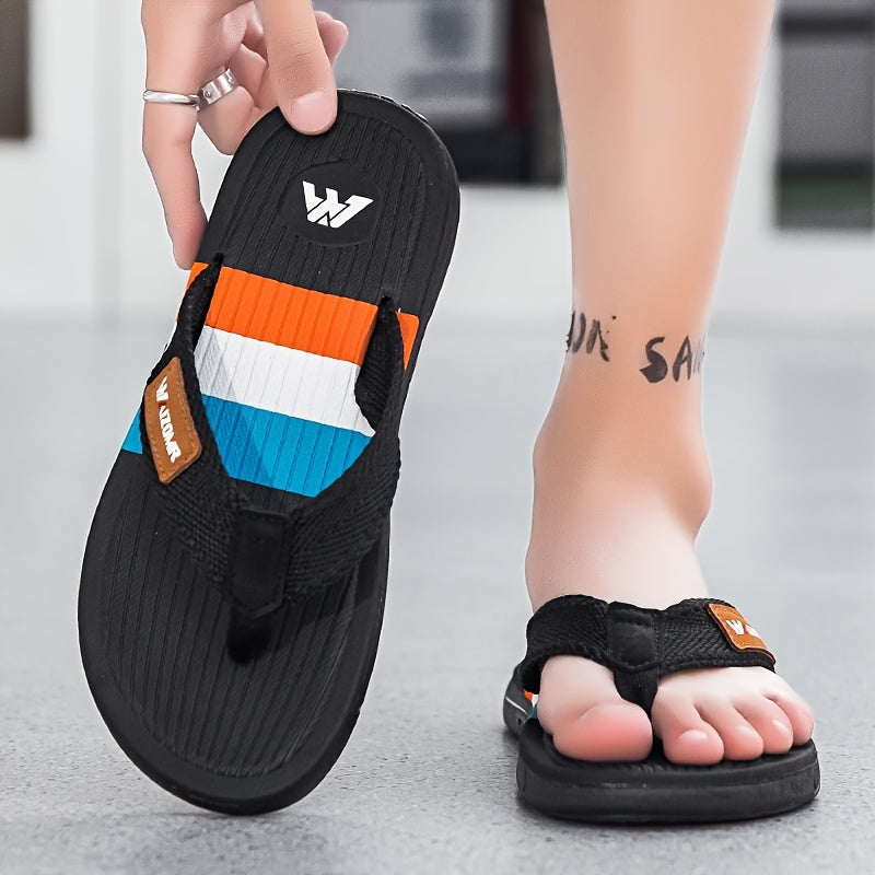Men's Color Block Flip Flops Non-Slip Rubber Sole Casual Indoor Beach Summer