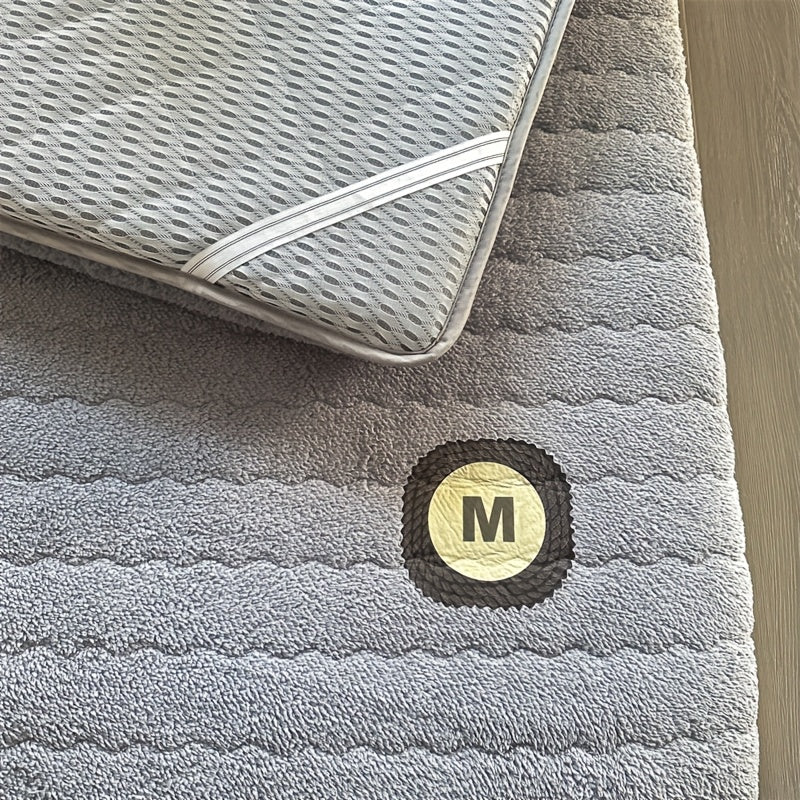 Серый накидка на матрас из флиса с прошитым чехлом, наполнителем из микрофибры, толщиной 3-5 см, не водонепроницаемый, моется в машине