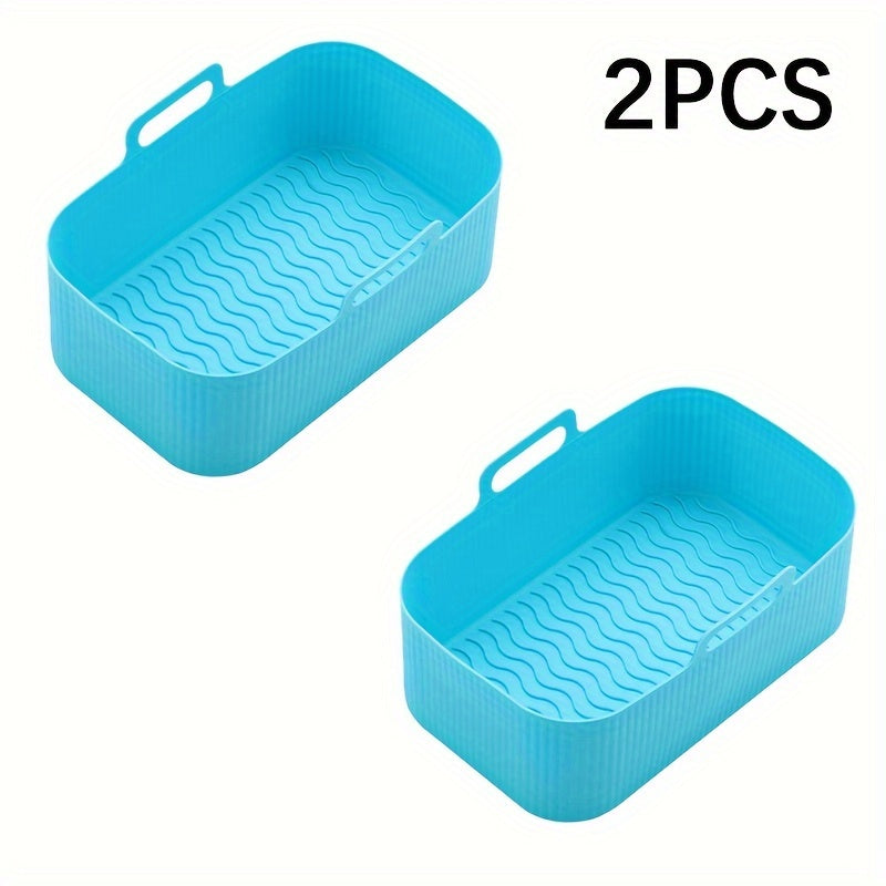 Set of 2 Rectangular Silicone Air Fryer Liners 19.5cm Reusable Baking Trays