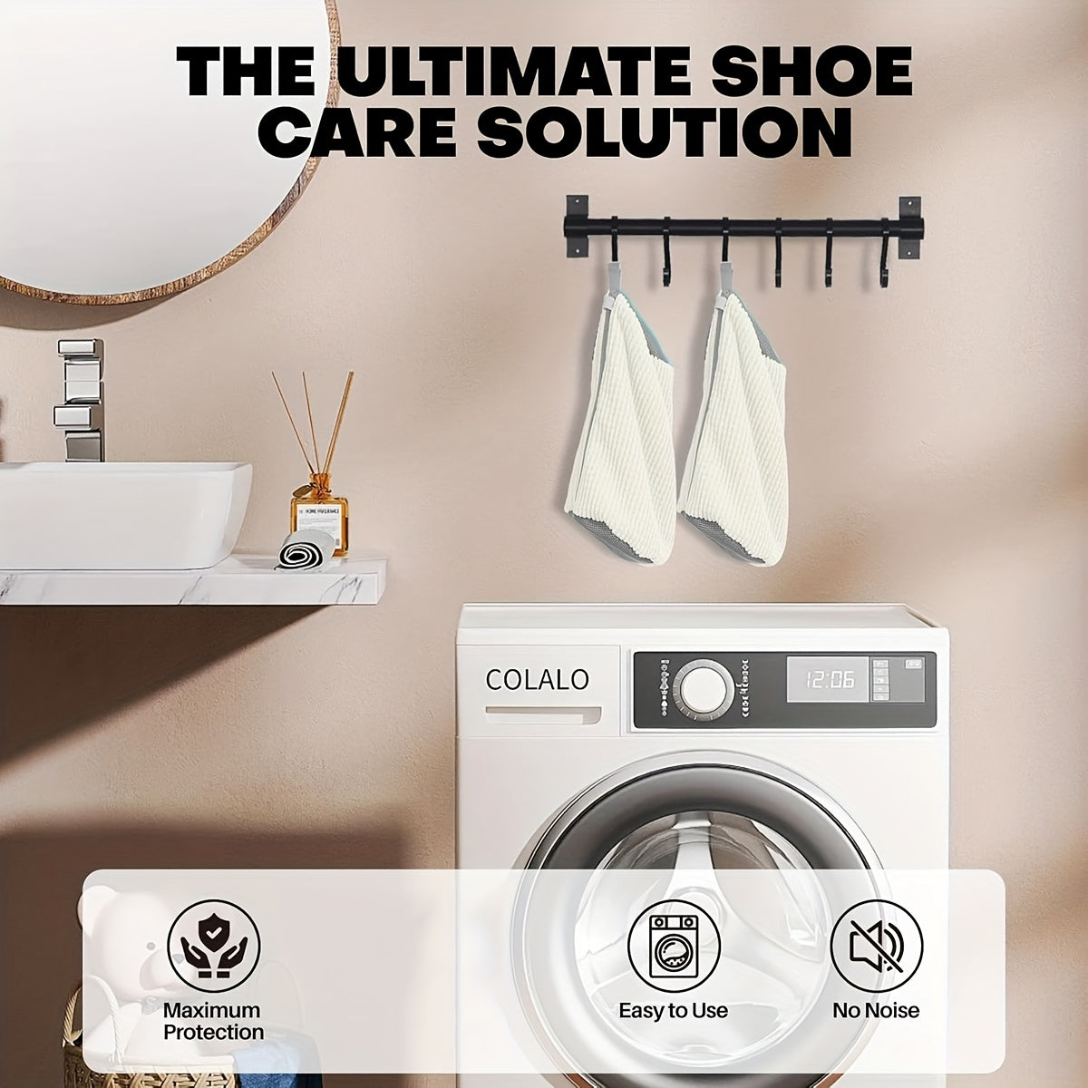 Unisex Laundry Bag Fluffy Fiber Zipper Closure Reusable Washing Shoe Bag