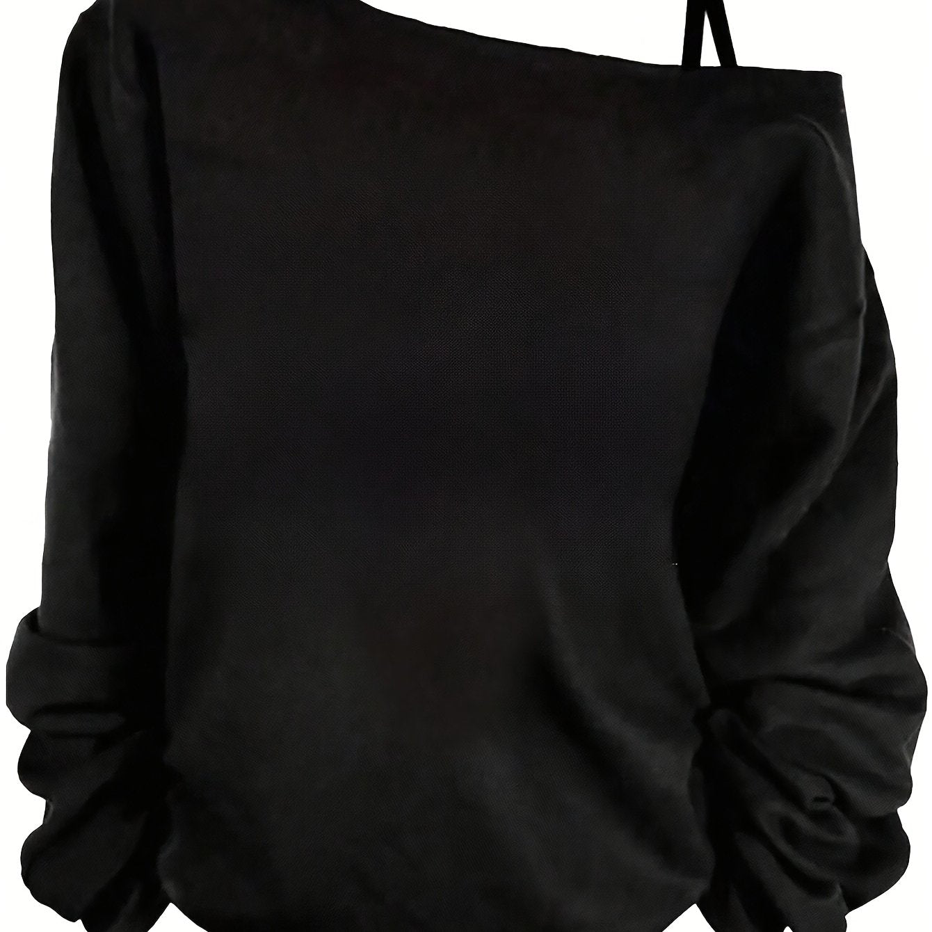 Women's Long Sleeve Asymmetrical Shoulder T-Shirt Solid Polyester Blend Elegant Casual
