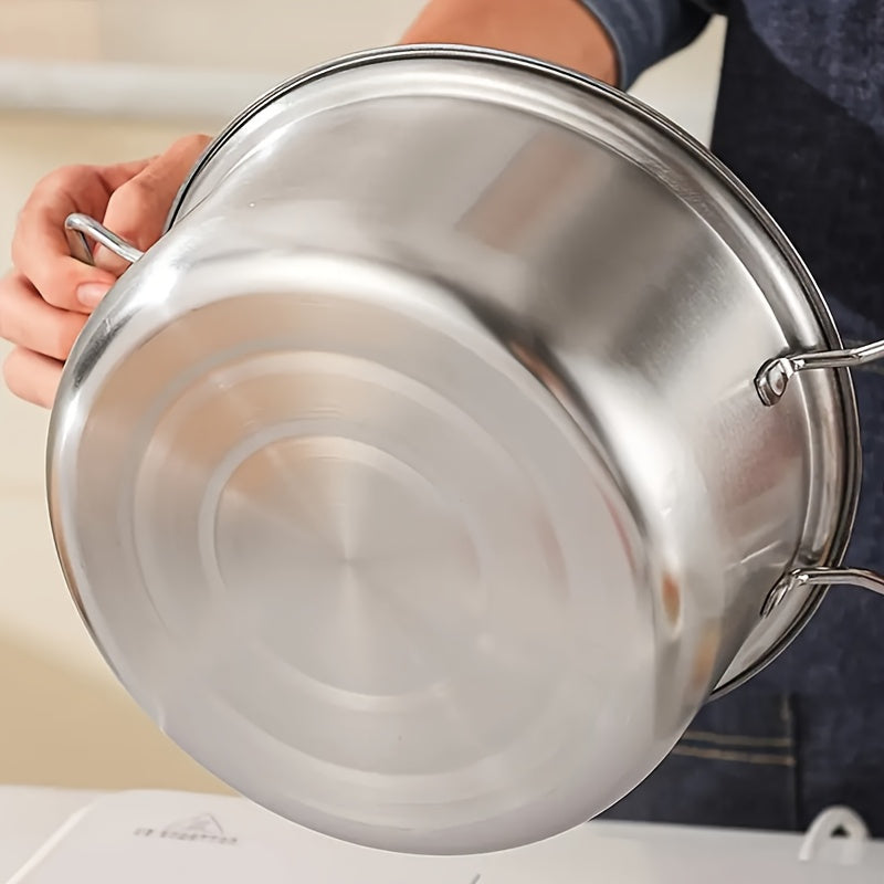 10-Piece Cookware Set Including Non-Stick Pots and Steamer with Handles