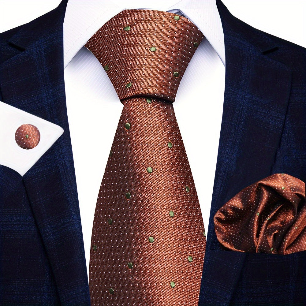 Men's Formal Tie Handkerchief Cufflinks Set for Weddings Parties Business Events