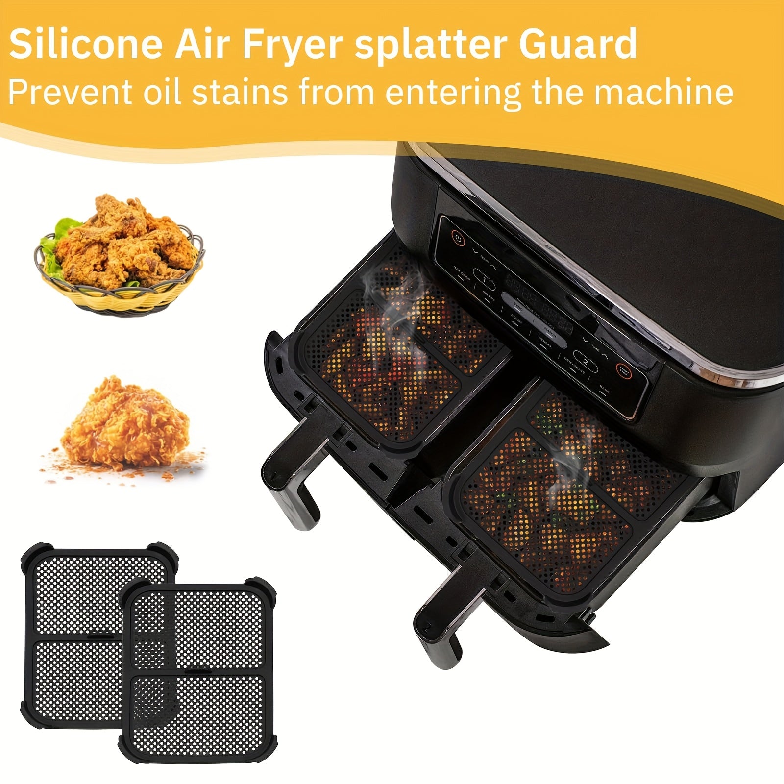 2pcs Silicone Splash Guards for Ninja Foodi Dual Zone AF300EU Air Fryer Accessories