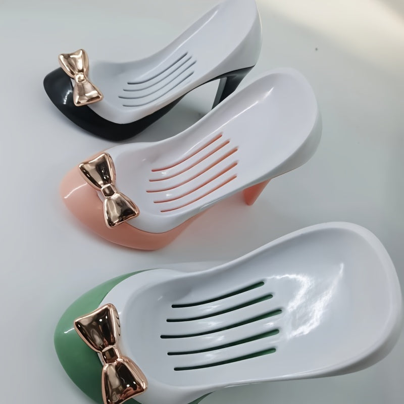 Heeled Soap Dish Holder with Mobile Phone Stand for Bathroom No Drilling