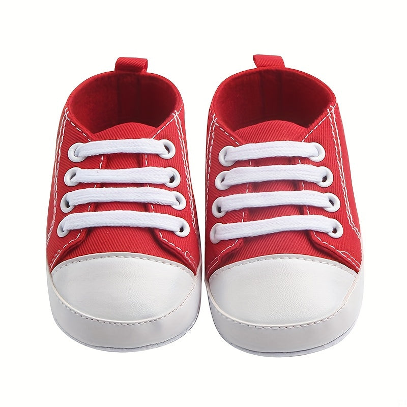 Baby Boys Canvas Sneakers Slip-On Red Fabric Indoor Outdoor Spring Fall