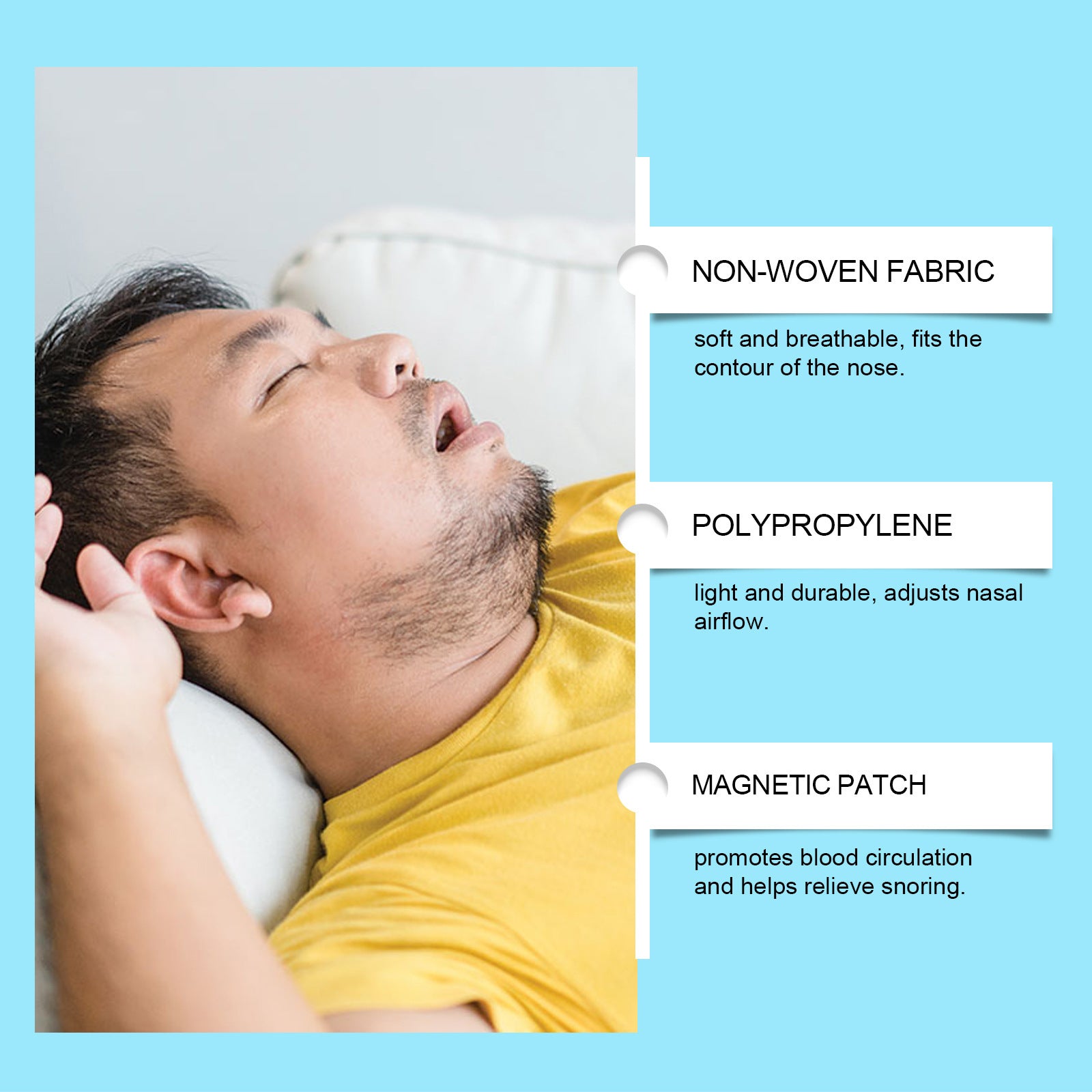 Snore Relief Kit with 30 Nose Patches, 4 Comfort Clips, Magnetic Nasal Dilator for Men and Women