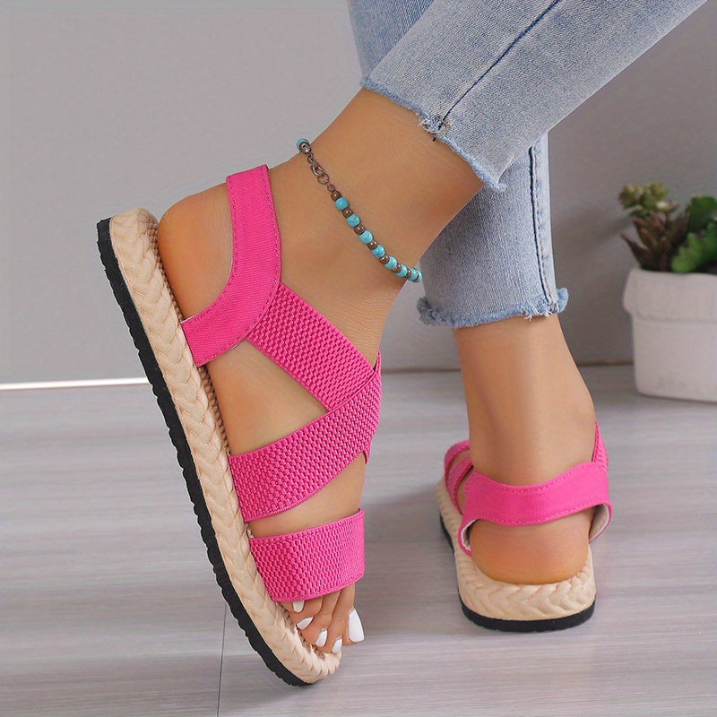 Women Casual Flat Heel Sandals Ankle Strap Slip-On Summer Beach Shoes