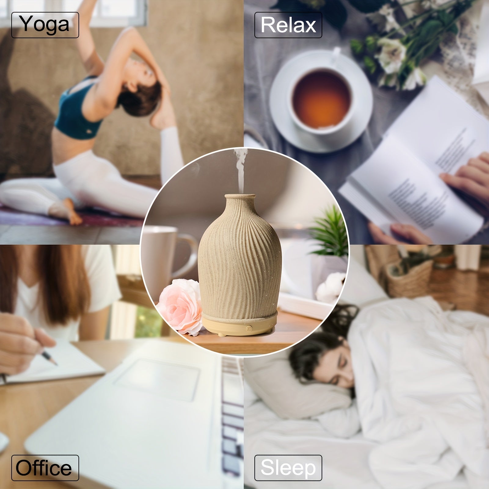 USB Aroma Diffuser Humidifier with Resin Cover Ultrasound Essential Oil Diffuser