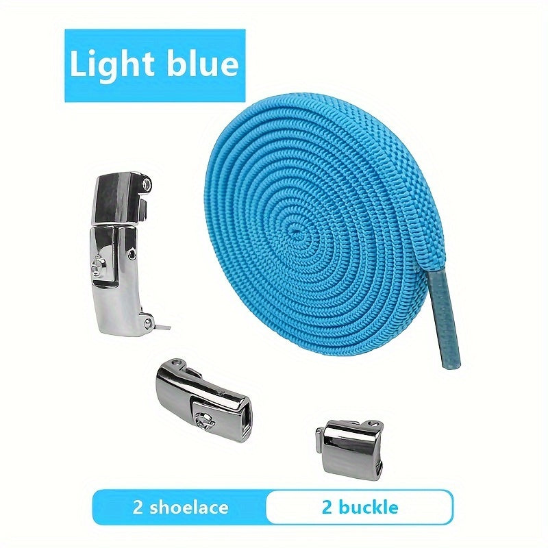 Unisex Elastic No-Tie Shoelaces Lazy Metal Lock Laces for Sports and Casual