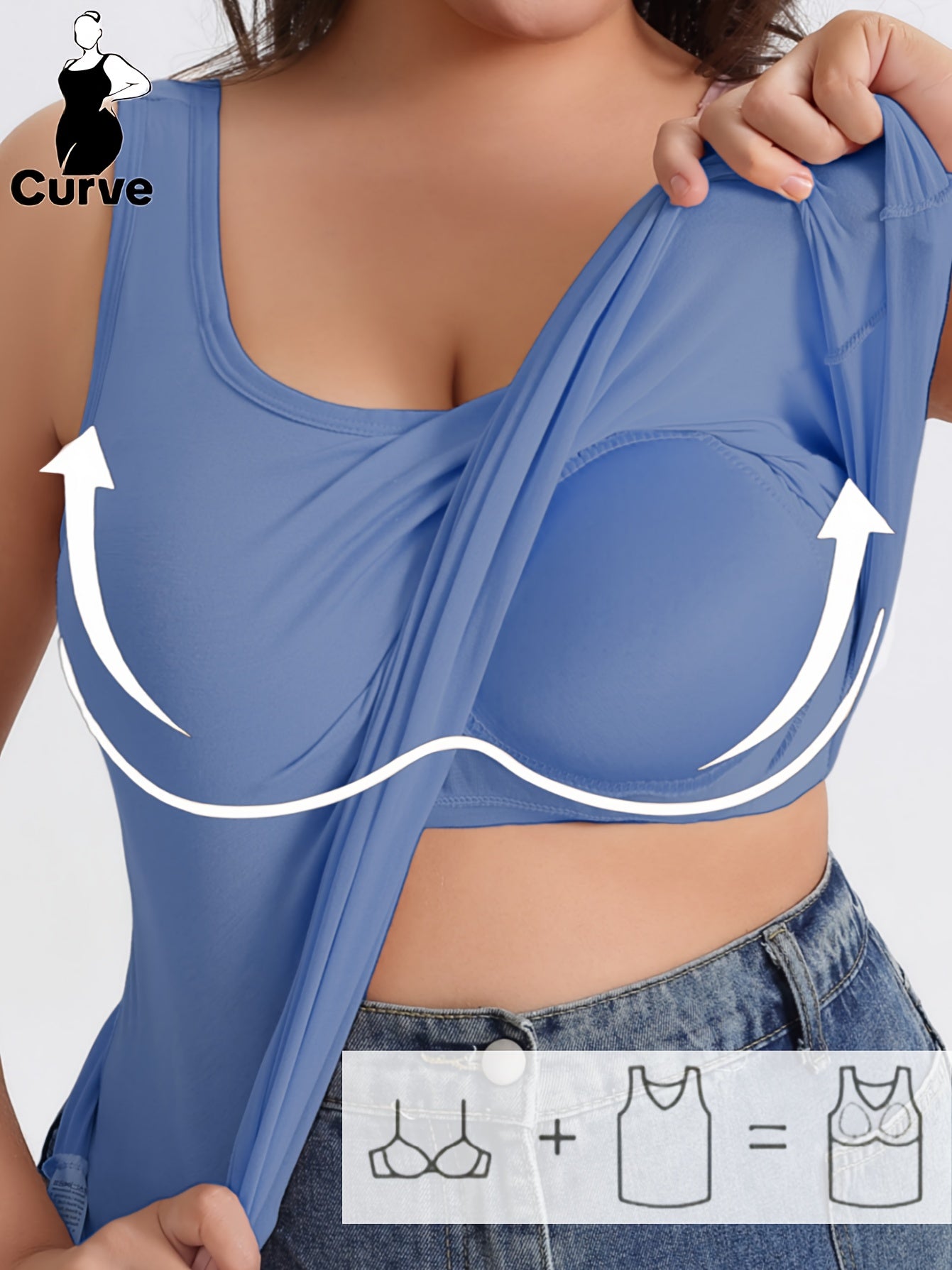 Women's Plus Size Sleeveless Yoga Tops with Built-In Bra Pads Set