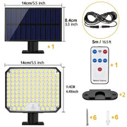 Solar Powered LED Light with Motion Sensor 118 LEDs 4 Modes Rotatable Head All-Season