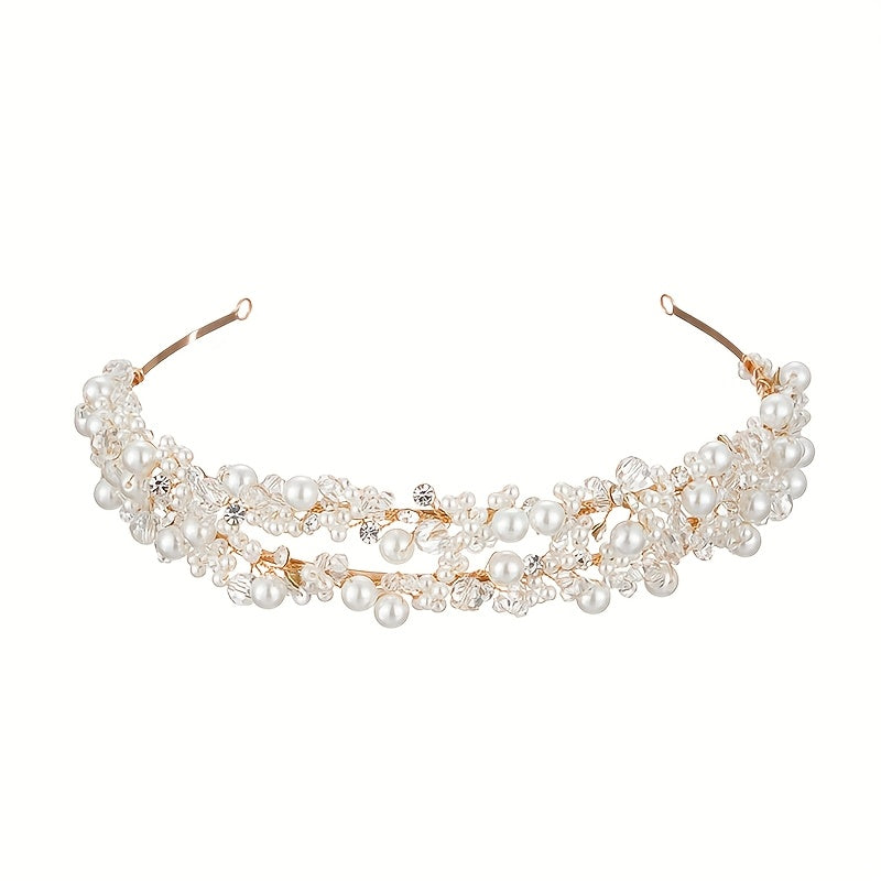 Silvery Rhinestone Bridal Tiara Wedding Headband with Crystal Accents and Alloy Design