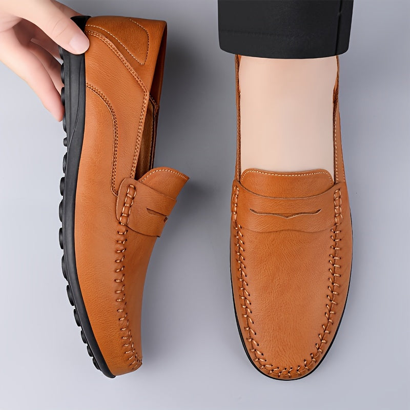 Мужские лоферы однотонные повседневные на резиновой подошве для весны и лета