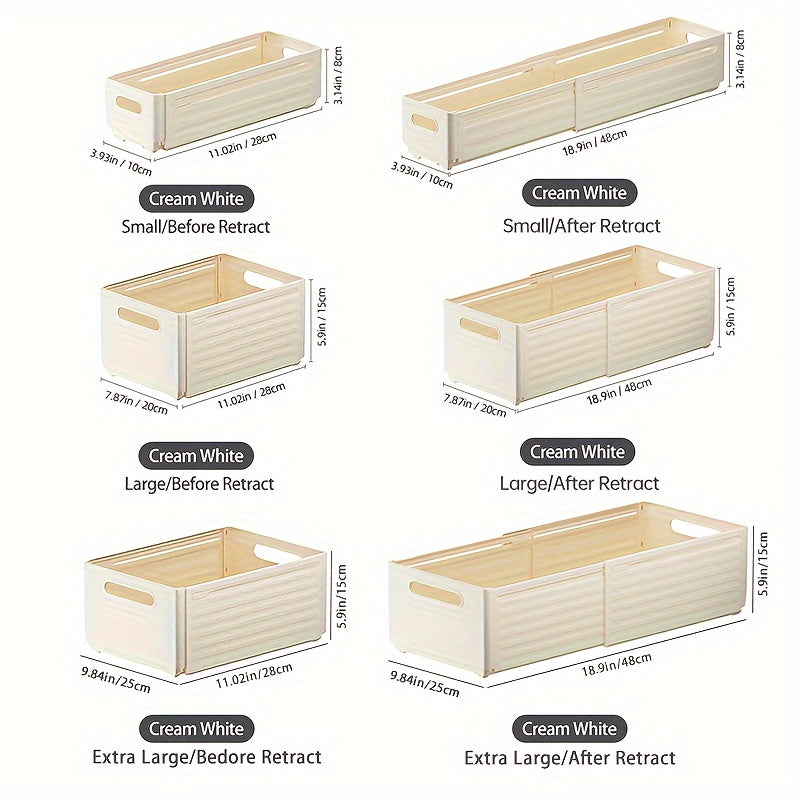 Caja de almacenamiento de ropa expandible con recipiente de plástico retráctil para cocina, dormitorio, baño y oficina
