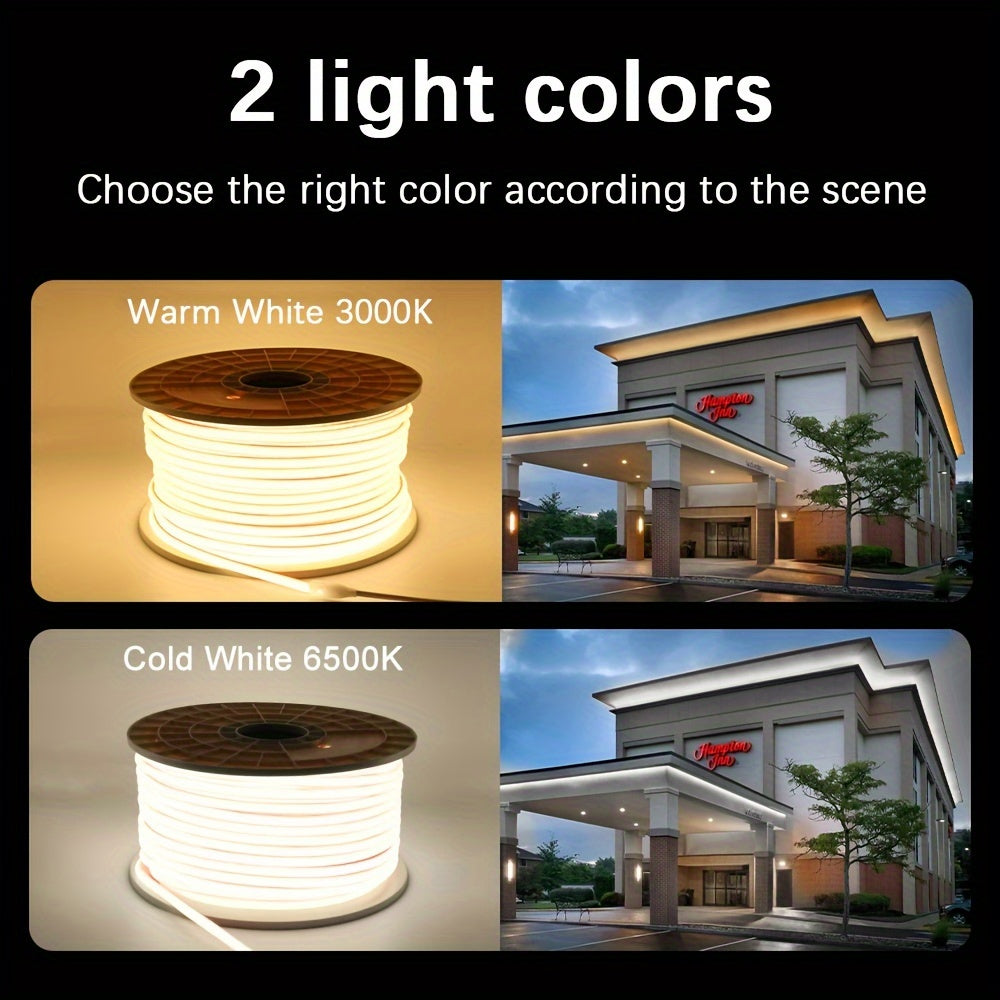 Luz de tira LED COB flexible de 220V 12W/m para interior y exterior, cortable, blanca