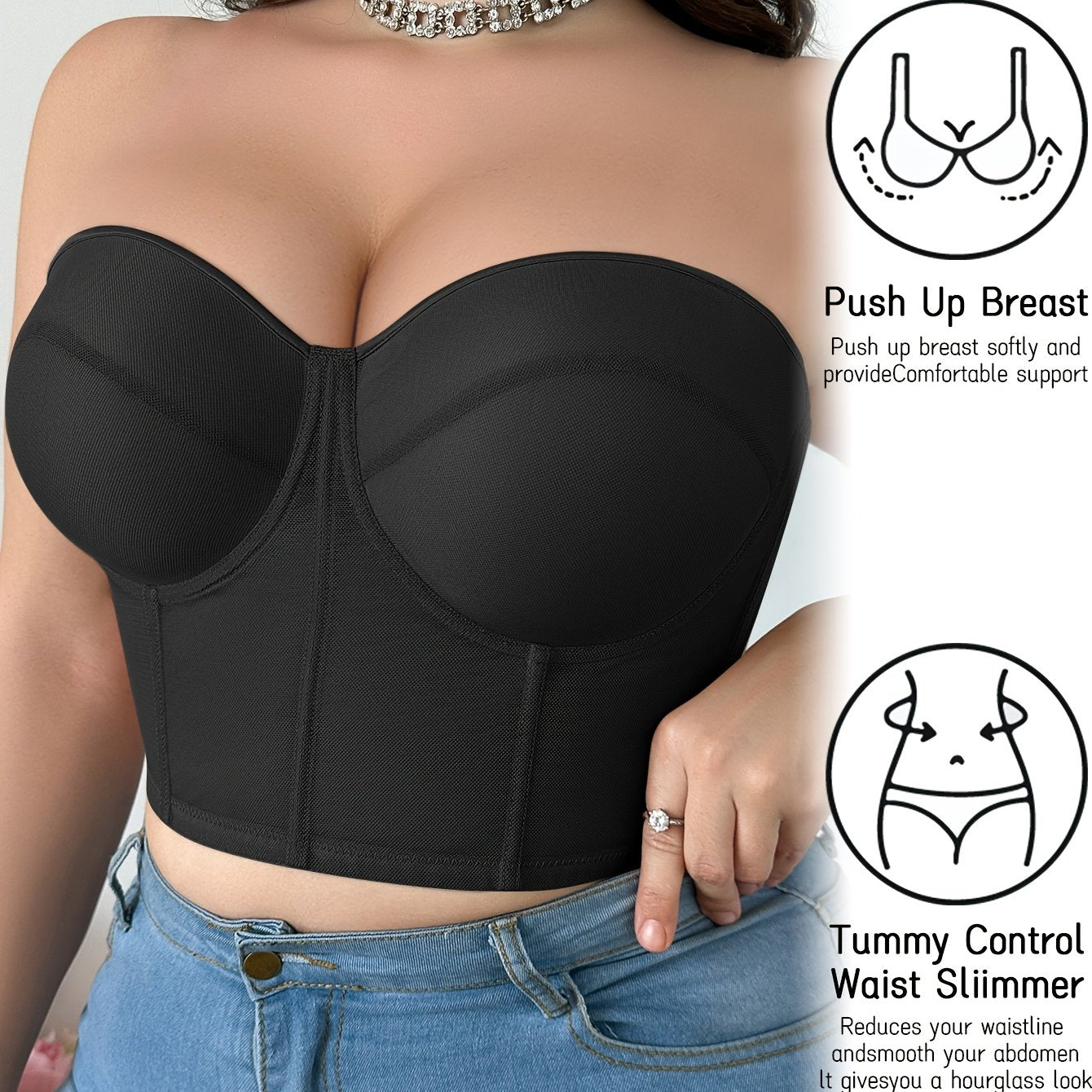 Sujetador bralette de tallas grandes para mujer con tirantes removibles, soporte con aros, nylon y elastano, moldeador