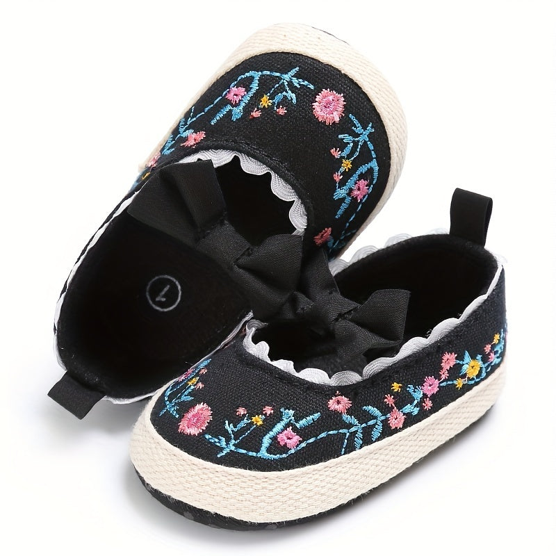 Kichkina qizlar uchun Bowknot Mary Jane poyabzal, engil, sirpanmaydigan mato, ichki va tashqi foydalanish uchun, bahor va kuz uchun