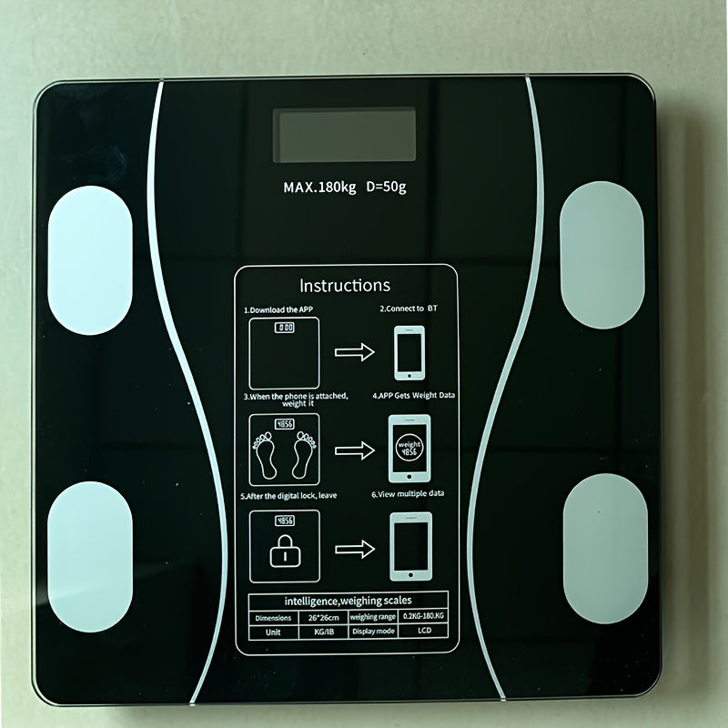 Цифровые напольные весы для тела белые и черные с ЖК-дисплеем, беспроводные, Bluetooth, для домашнего использования