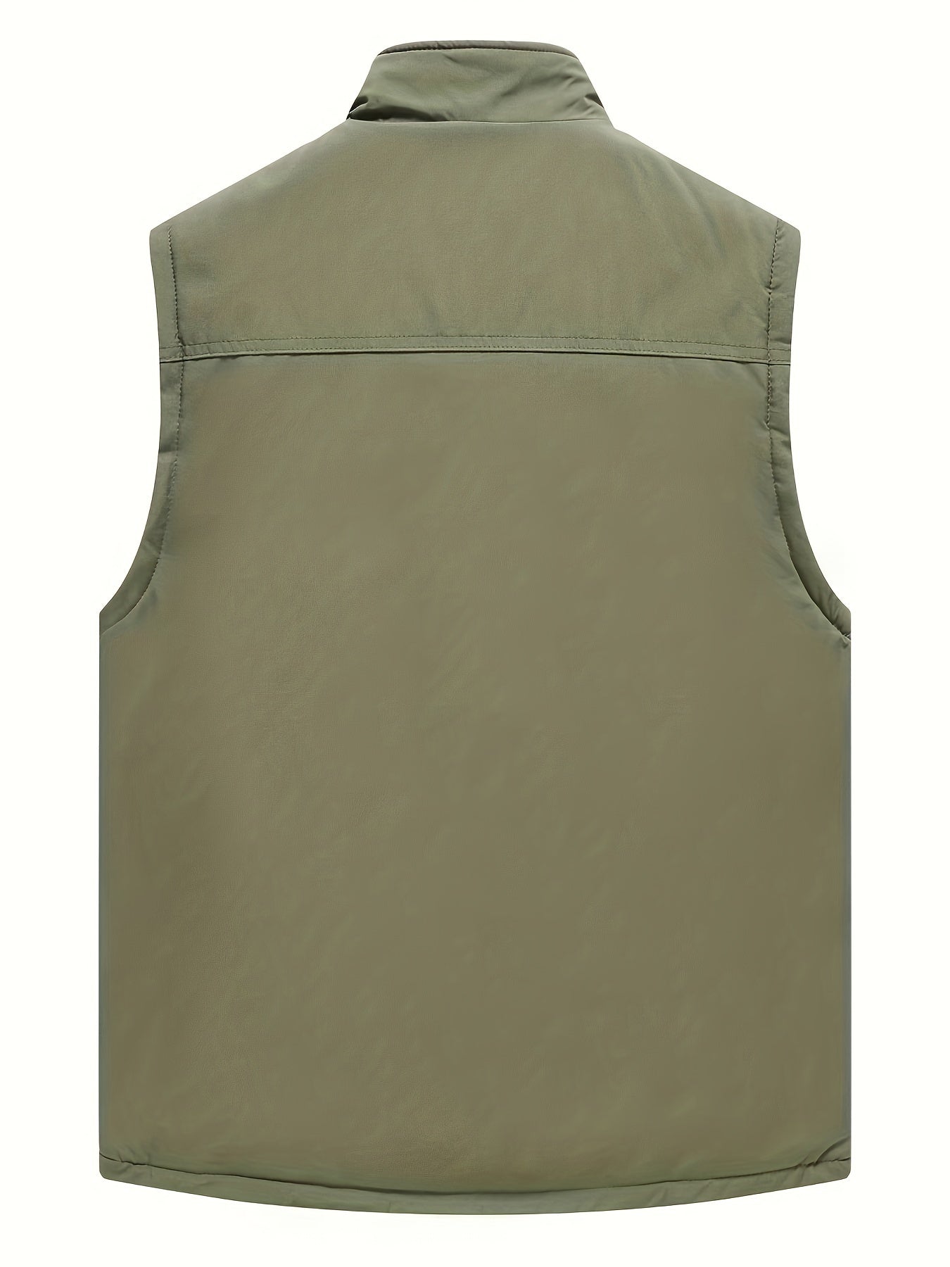 Men's Plus Size Fleece-Lined Vest with Stand Collar for Fall Winter Casual Business