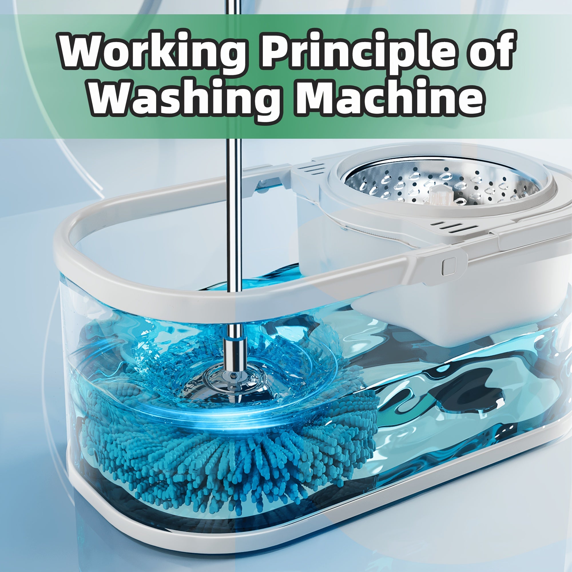 Green Spin Mop and Bucket Set with Stainless Steel Handle for Easy Floor Cleaning