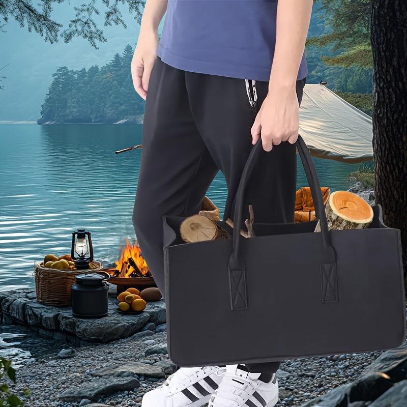 Durable Non-Woven Firewood Tote Bag Square Shape for Shopping Storage