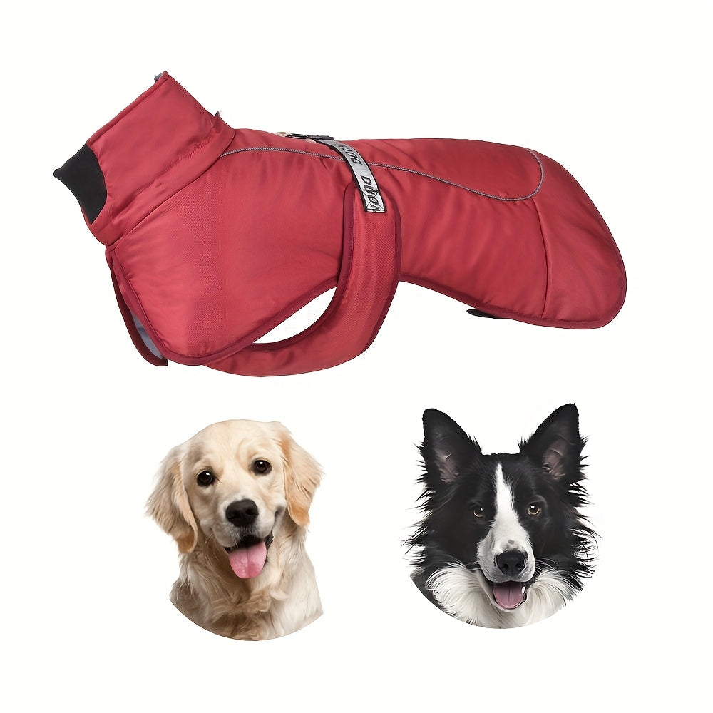 Waterproof Windproof Dog Jacket with Fleece Lining for Small to Large Breeds